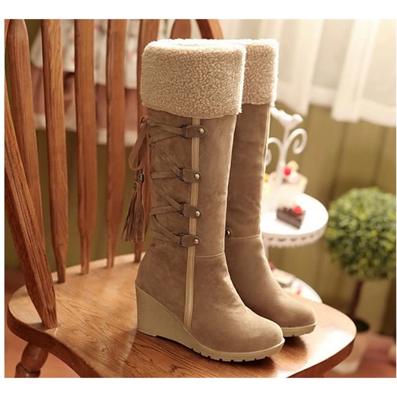 Walmart Shoes - NWOB-Women's Fleece Fashion Wedge High Warm Comfortable Warm Winter Snow Boots